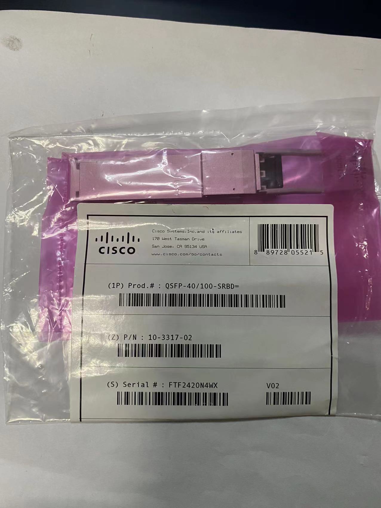 思科 CISCO QSFP-40/100-SRBD= 光纖模塊
