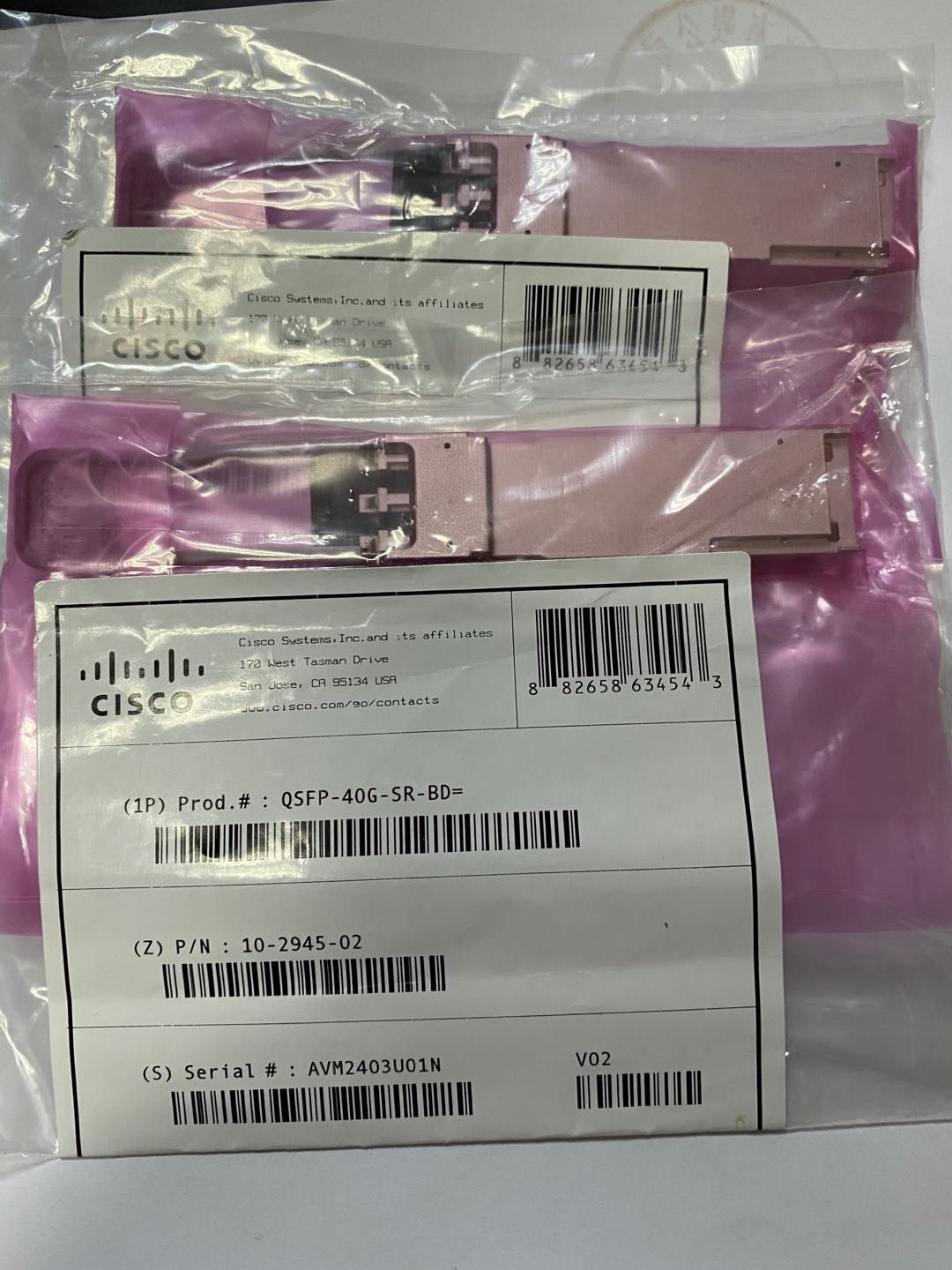 思科 Cisco QSFP-40G-SR-BD= 光纖模塊